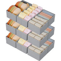 SCHUBLADEN Organizer 12-teiliges Set Stoff Hellgrau - Grau, Textil (15/5/25cm)