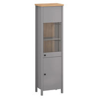 VITRINE Melini schiefergrau / Eiche Delano hell 55 / 38 / 200 cm - Grau, Holz/Holzwerkstoff (55/200/38cm) - Feldmann-Wohnen
