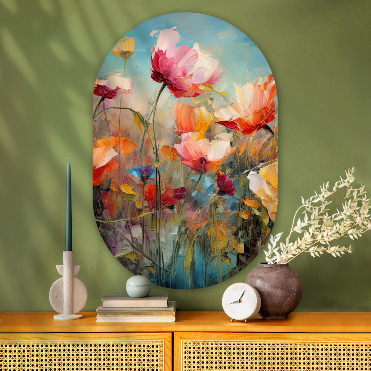 WANDBILD Blumen - Aquarell - Kunst - Botanisch - Natur 80x120 cm - Orange, Kunststoff (80/120cm) - MuchoWow