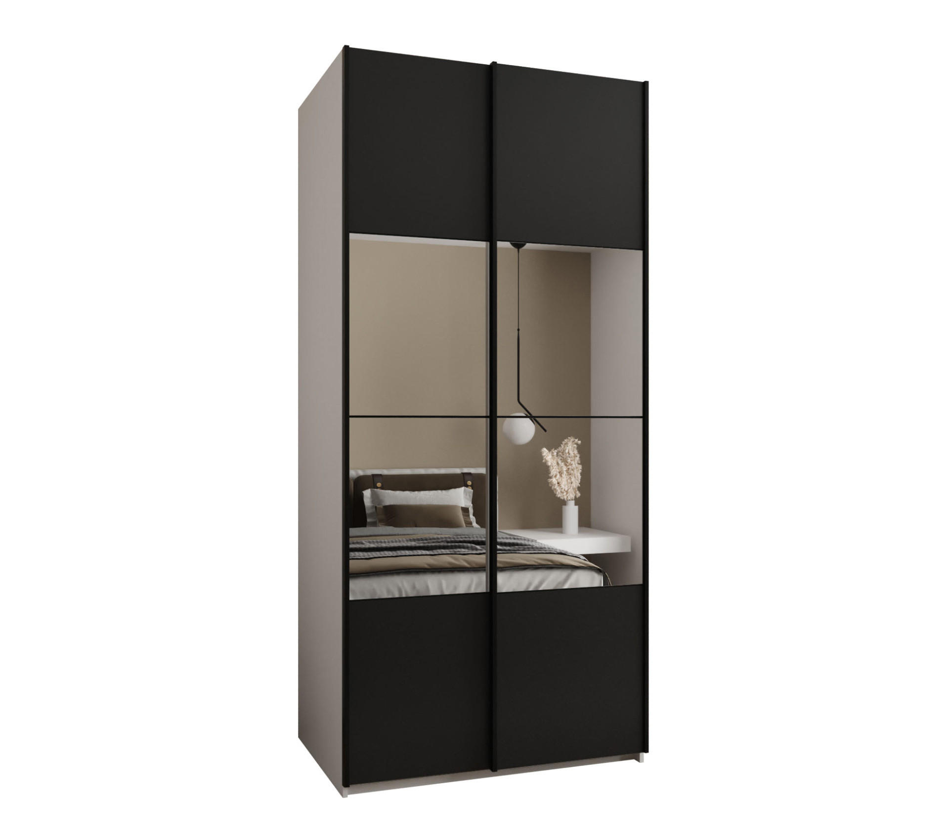 SCHWEBETÜRENSCHRANK 245,5/100/64 2-türig - Schwarz/Weiß, Holz/Metall (100/245/64cm) - Abiks Möbel