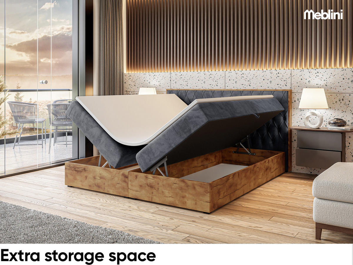 BOXSPRINGBETT Lofty 6 H3 - Dunkelgrau, Holzwerkstoff (120/200cm) - Meblini