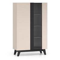 VITRINE Freshion Kaschmir / Schwarz 95 / 40 / 155cm - Multicolor/Creme, Holz/Holzwerkstoff (95/155/40cm) - Feldmann-Wohnen