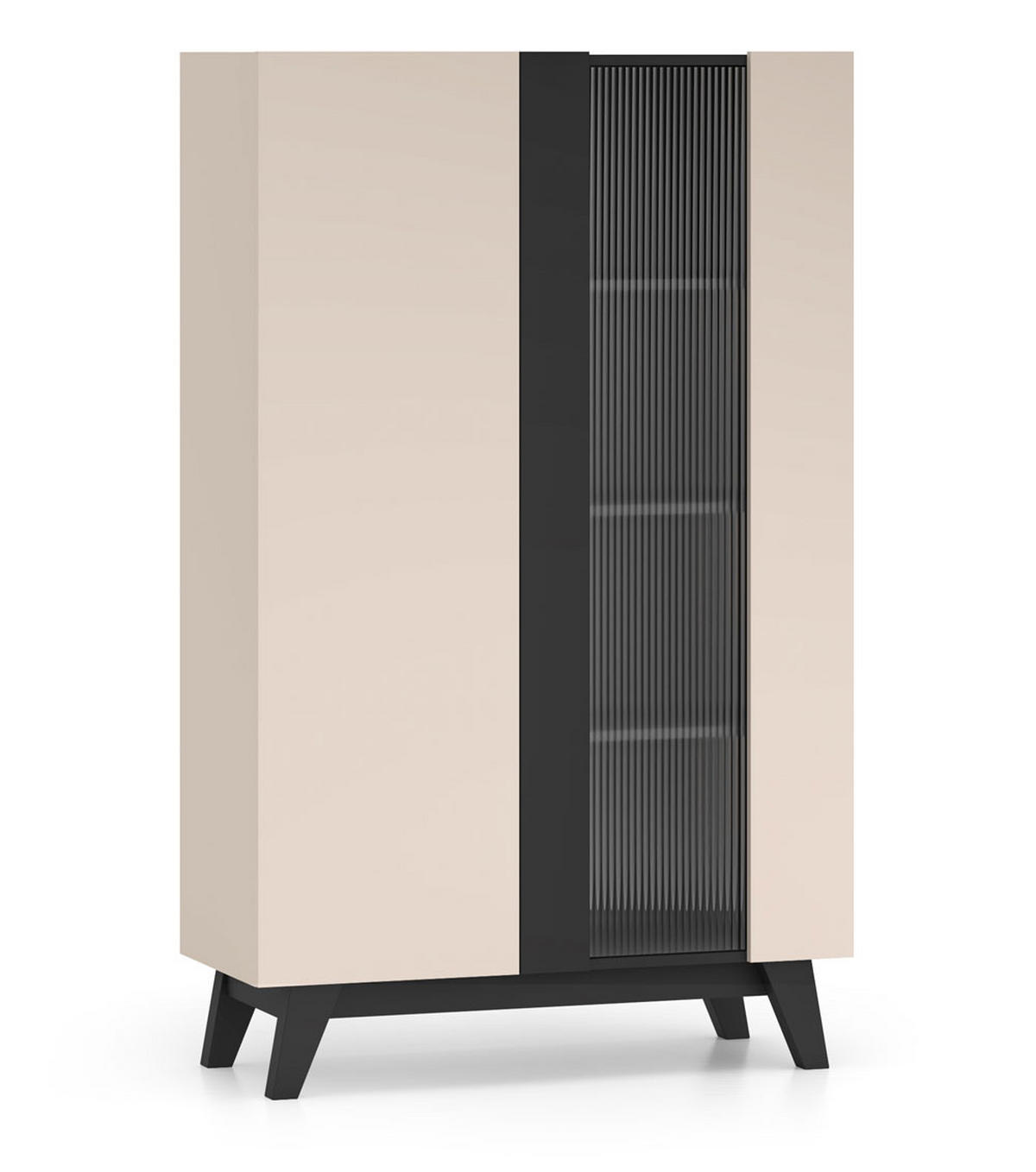 VITRINE Freshion Kaschmir / Schwarz 95 / 40 / 155cm - Multicolor/Creme, Holz/Holzwerkstoff (95/155/40cm) - Feldmann-Wohnen