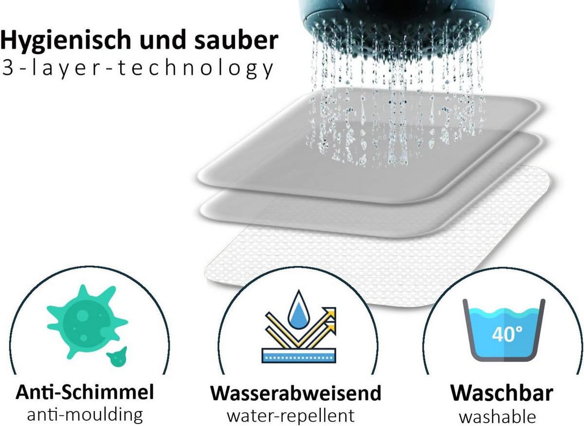DUSCHVORHANG Stoff Polyester dick maschinenwaschbar schimmelresistent wasserdicht inklusive Haken - Gelb, Textil (180/180cm) - MCBOSON