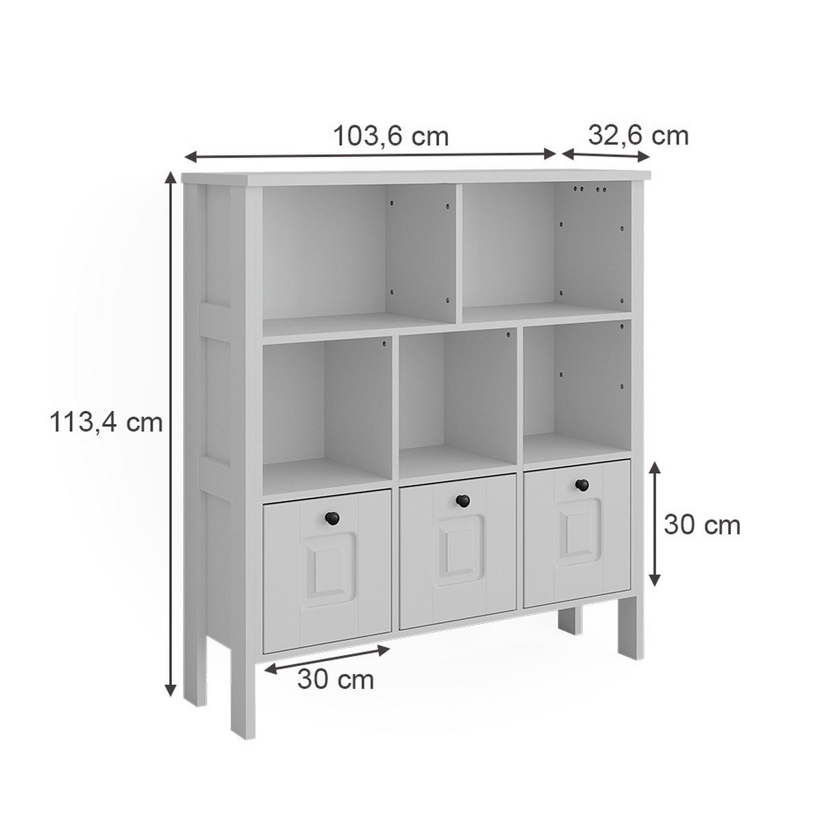 KINDERREGAL Ajaton Weiß 103.6 x 113.4 cm - Weiß, Holzwerkstoff (103.6/113.4/32.6cm) - VitaliSpa