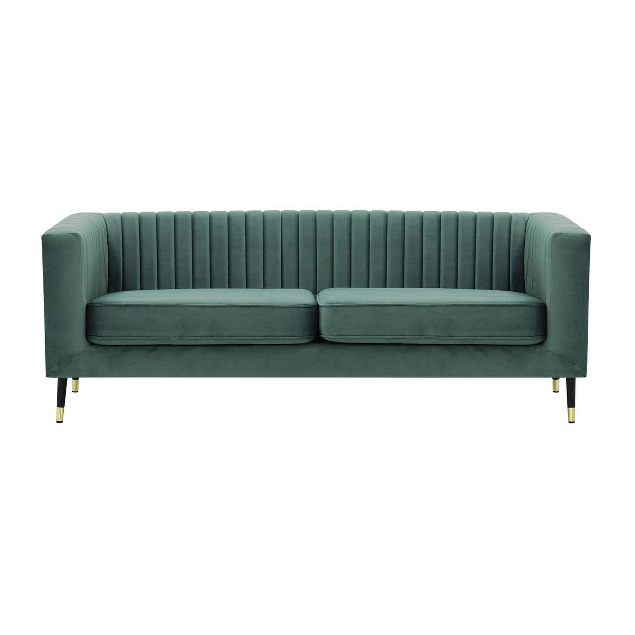 DREISITZER SOFA Slender-Velluto 12 - Blau, Holz/Textil (201/71/83cm) - SLF24