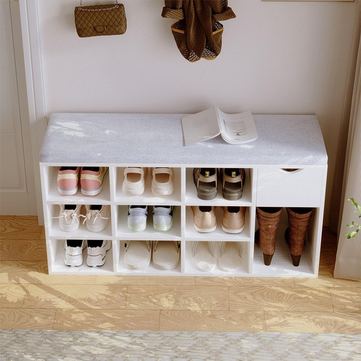 SCHUHSCHRANK, weiß 30/100/48 cm - Weiß, Holzwerkstoff (60/15/45cm)