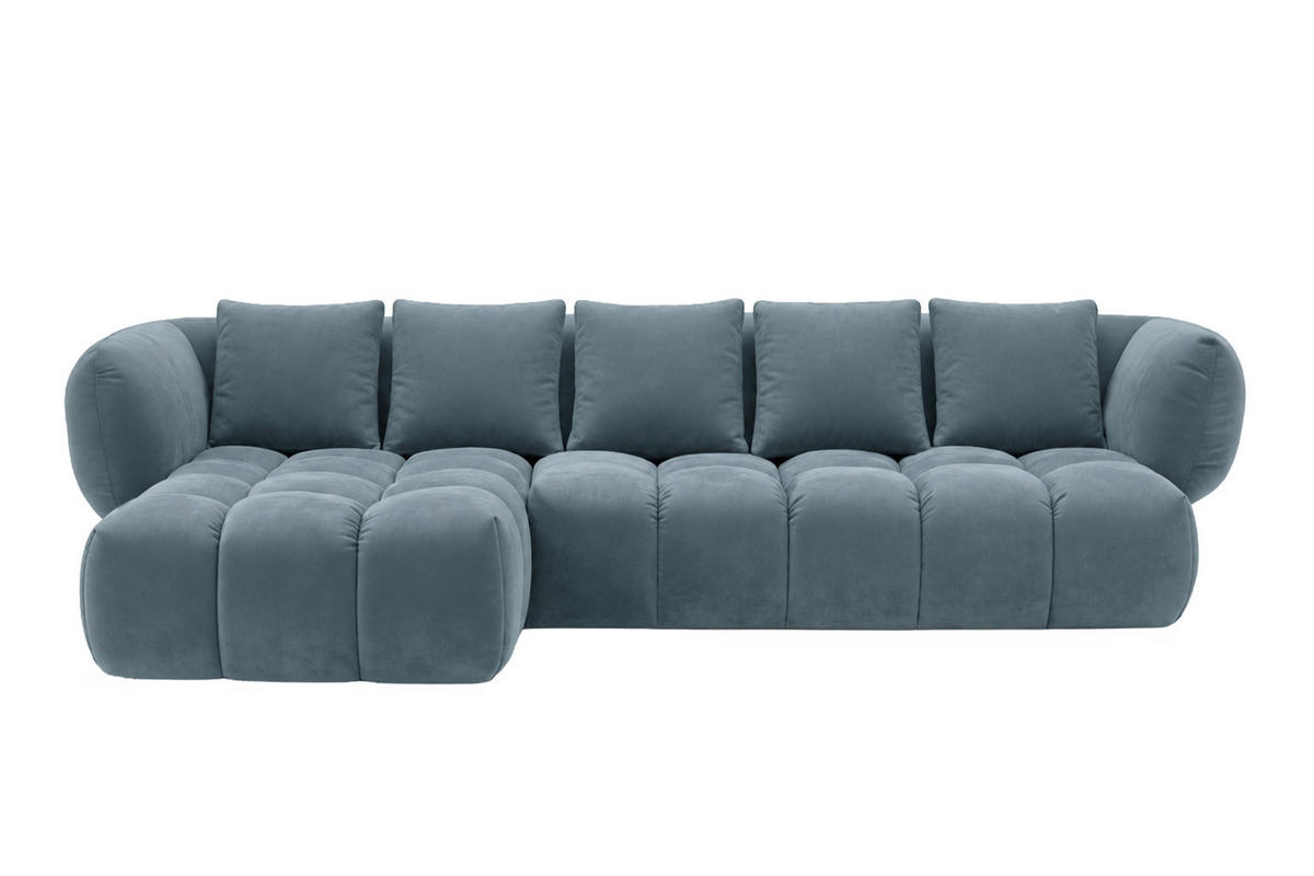 ECKSOFA L-Form, Veloursstoff Bluvel, Blaugrau, Links, SEVIO L - Blaugrau, Holz (242/175cm) - Kaiser Möbel