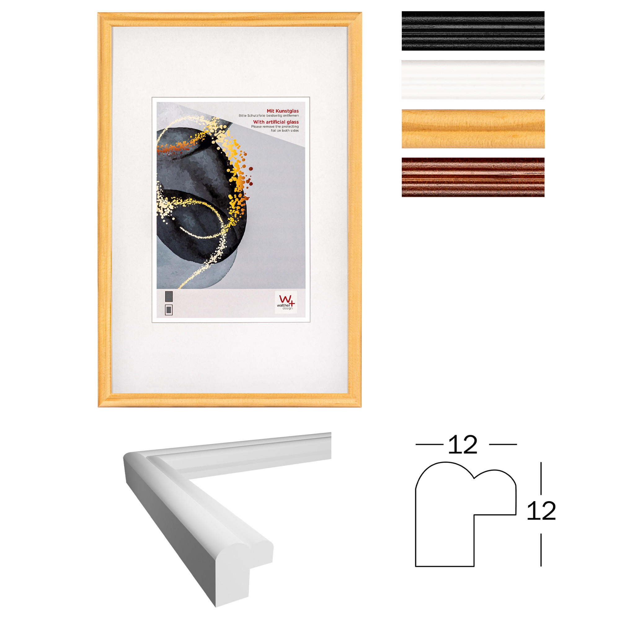 BILDERRAHMEN Select Holzrahmen Kunstglas, 30x40 cm, NATUR - Naturfarben, Holzwerkstoff (31.2/41.2/0.6cm) - walther design