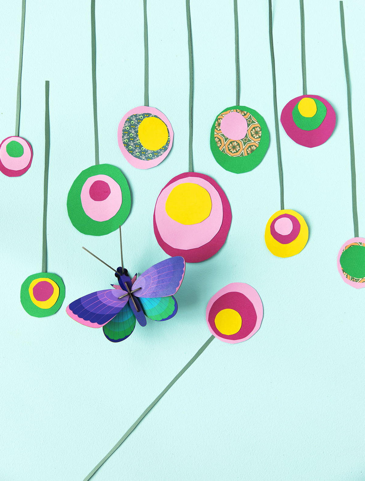 WANDDEKO Azur-Kupfer-Falter 16/7 cm - Grün, Wellpappe (16/7/13cm) - KUNSTLOFT