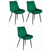 ESSZIMMERSTÜHLE 3er Set Dunkelgrüner Velours, gepolsterte Rückenlehne, Modernes Design - Grün, Textil (56/89/43cm) - Best For Home