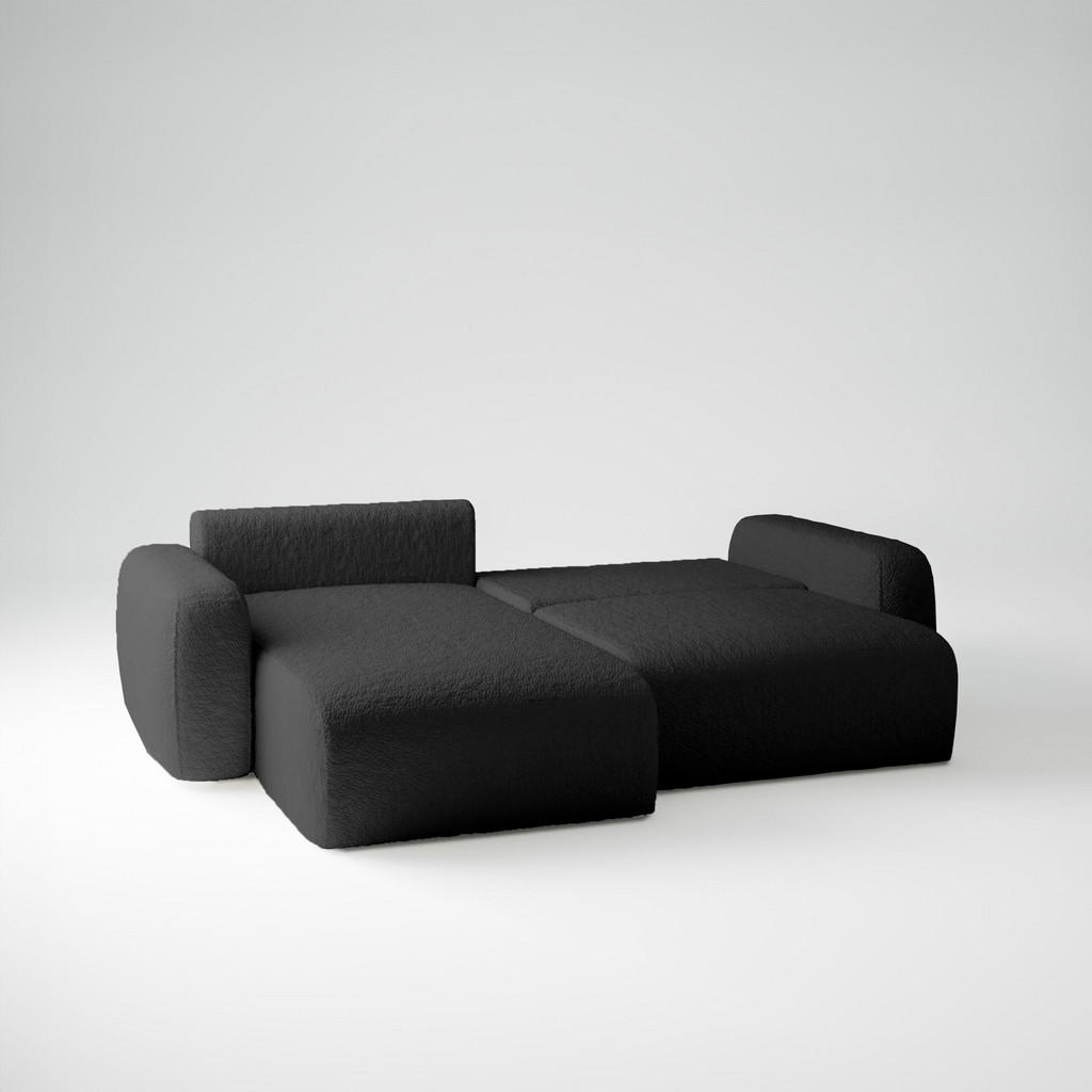 Thumbnail - Fedve Ecksofa, Schwarz, Textil, L-Form, 257x148 cm, Wohnzimmer, Sofas & Couches, Wohnlandschaften, Ecksofas