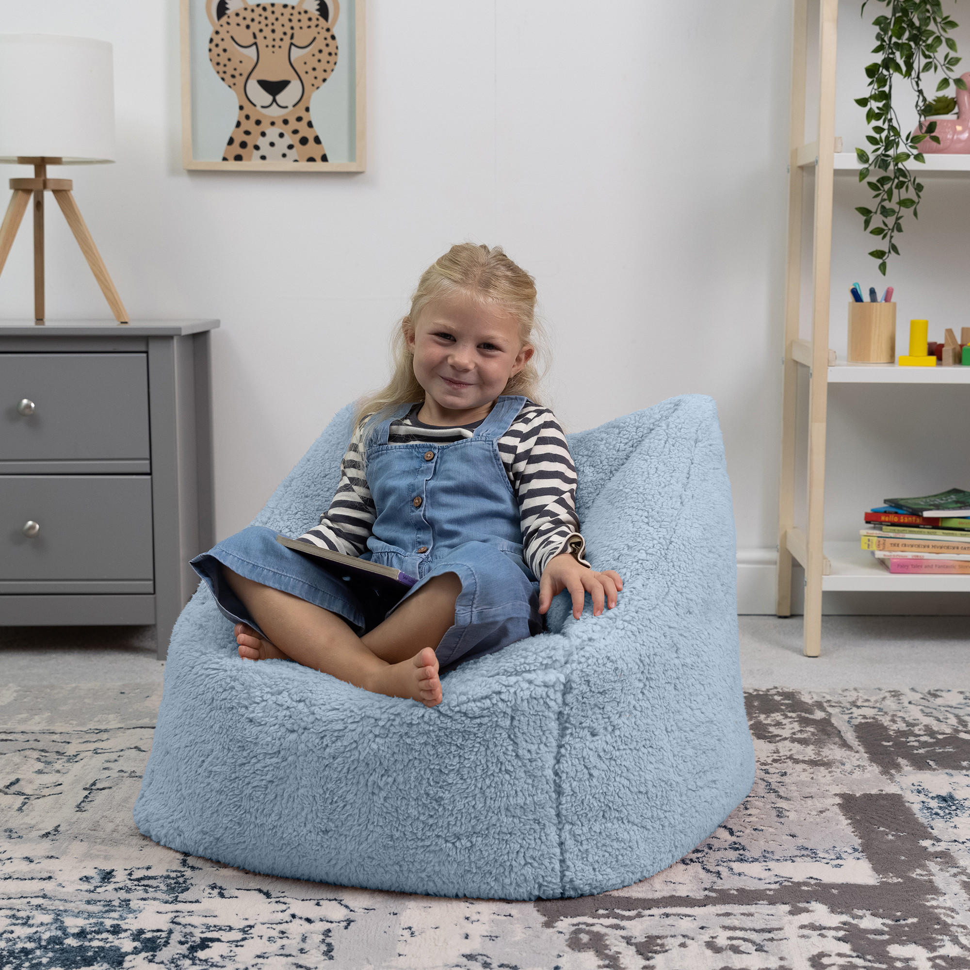 SITZSACK Flauschig für Kinder - Hellblau, Kunststoff (55/44/55cm) - icon