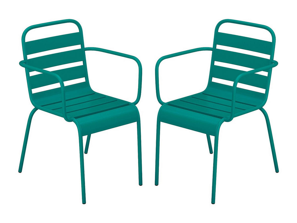 GARTENSESSEL stapelbar 2er-Set - Metall - Blau - MIRMANDE von MYLIA - Blau, Metall (56/79/59cm) - Vente-Unique