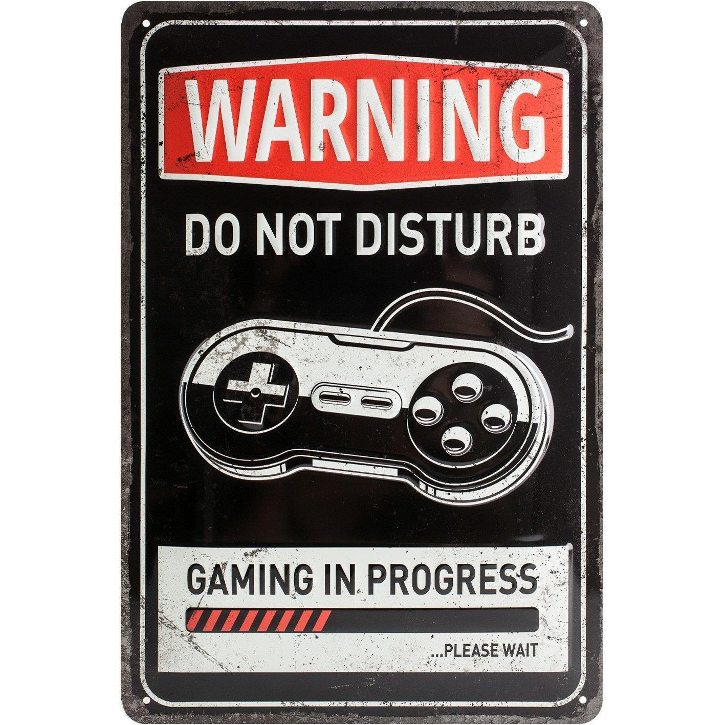 BLECHSCHILD 20/30 cm Achtung Gaming in progress - Multicolor, Metall (20/30/0.2cm) - Nostalgic-Art