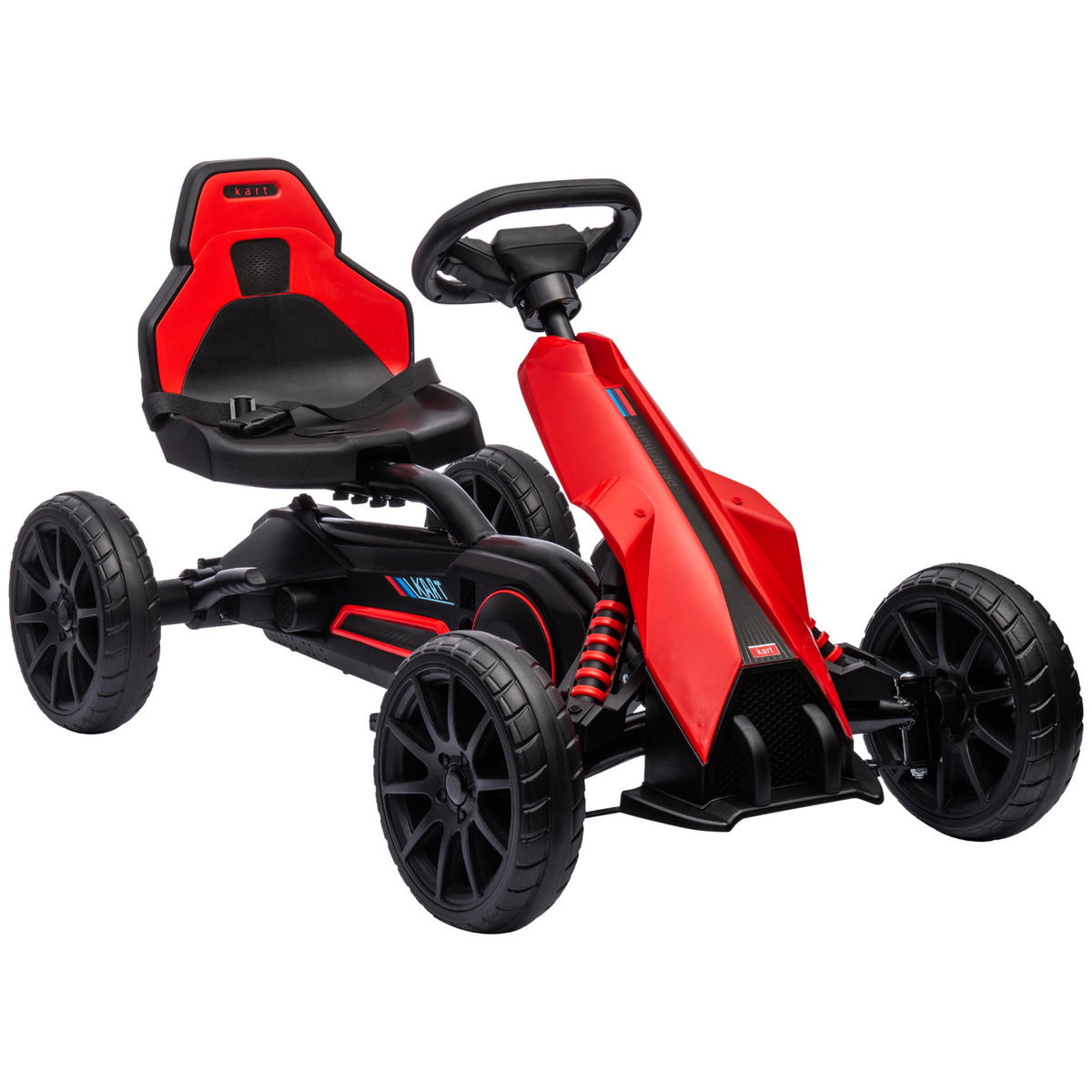 KINDER GO KART TRETAUTO, Blau/Rot, Metall+ Kunststoff - Rot, Metall (100/58/58.5cm) - HOMCOM