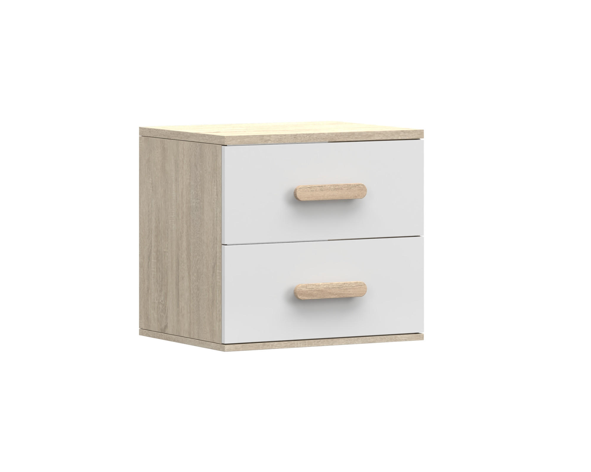 KINDER-NACHTTISCH INGE 22 55/50/44 cm Weiß+Sonoma/Sonoma - Weiß/Sonoma Eiche, Holzwerkstoff (55/50/44cm) - Deine Möbel 24