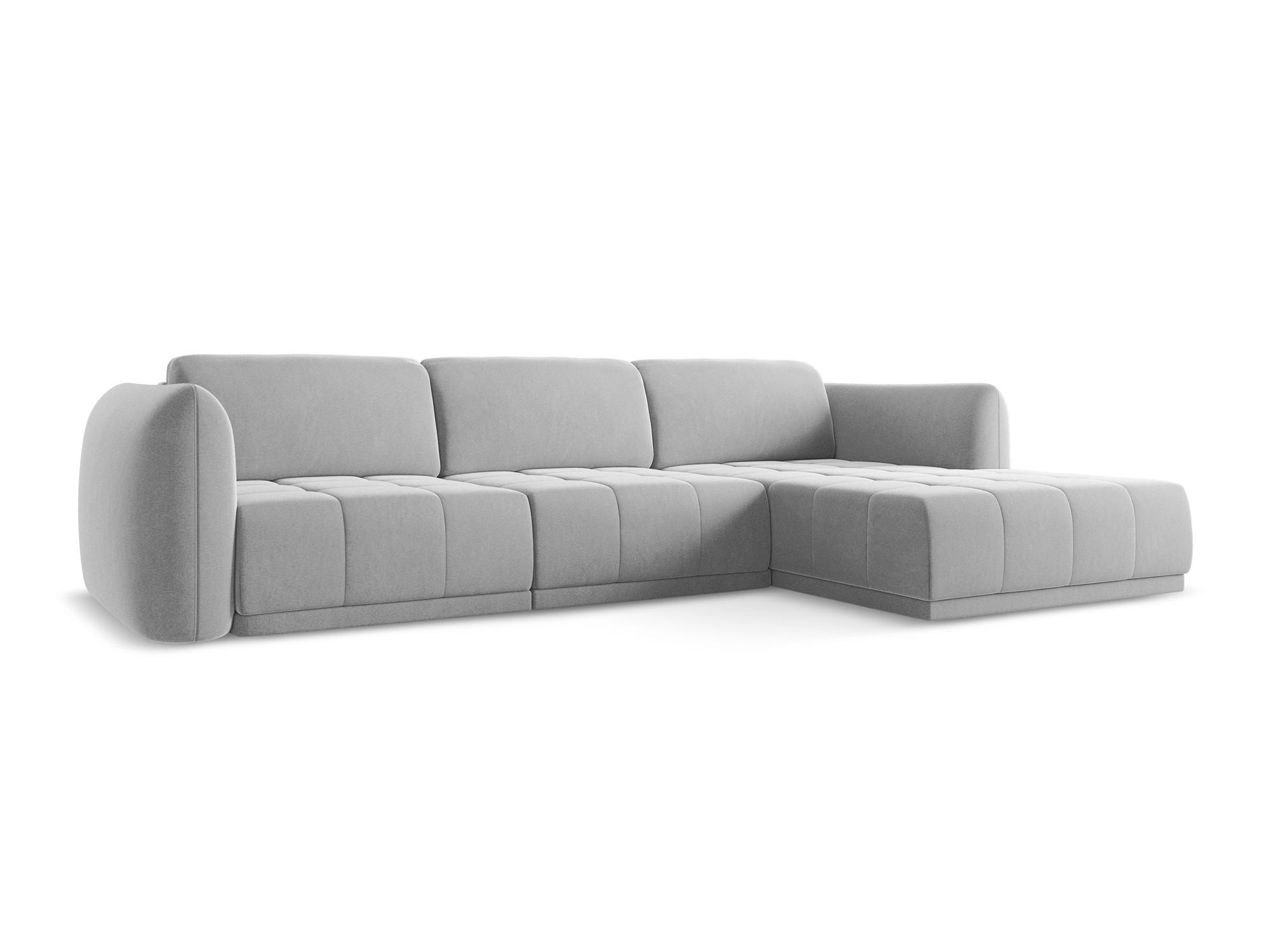 ECKSOFA Rechts Samt Stoff Grau - Schwarz/Grau, Kunststoff/Textil (290/170cm) - Makamii