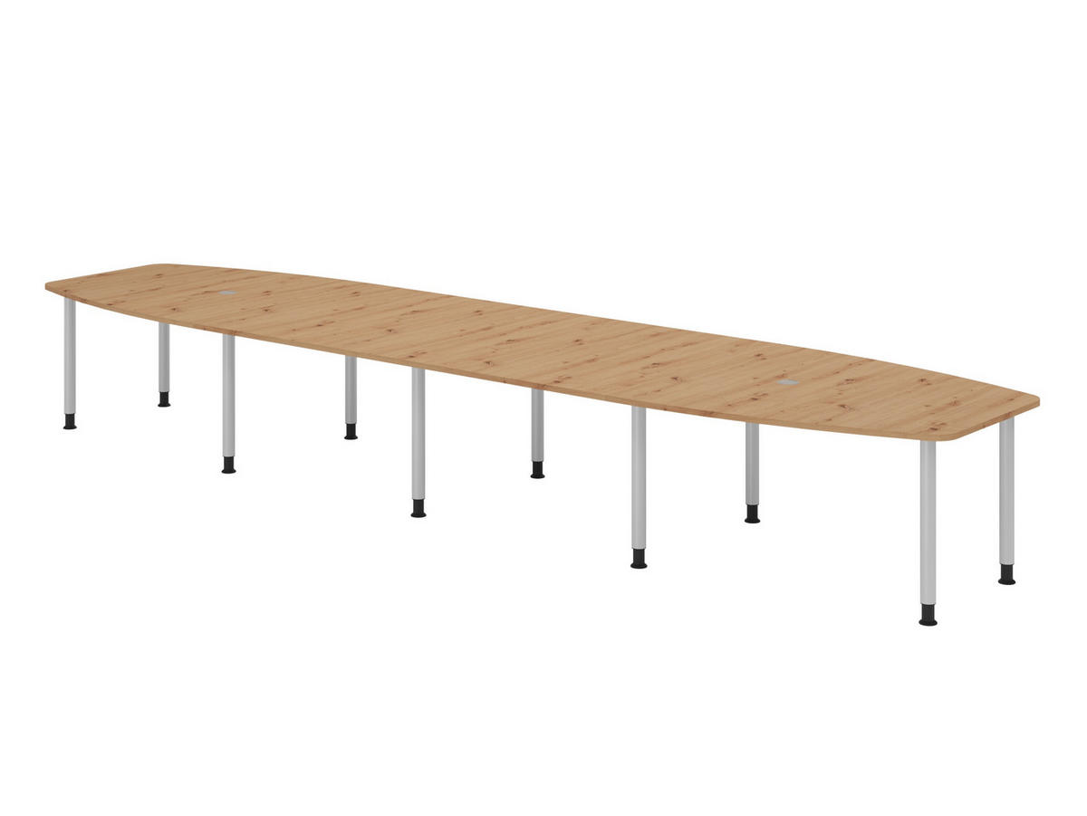 KONFERENZTISCH XXL KT52 130/520/74 cm in Wildeiche/Füße in Silberfarben - Wildeiche/Silberfarben, Holzwerkstoff (130/520/74cm) - bümö