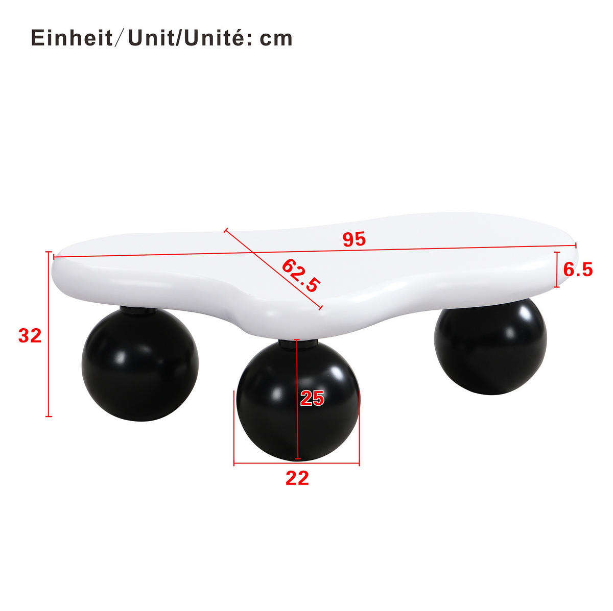 COUCHTISCH 95/62,5/32 cm in Schwarz/Weiß aus MDF mit LED-Beleuchtung - Schwarz, Holzwerkstoff (95/62.5/32cm) - OKMYHOME