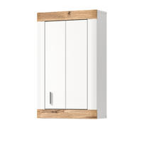 HÄNGESCHRANK weiß, Eiche 45 cm, Badschrank mit Soft-Close - Eichefarben/Silberfarben, Holzwerkstoff/Kunststoff (45/76/20cm) - Inn.Furn