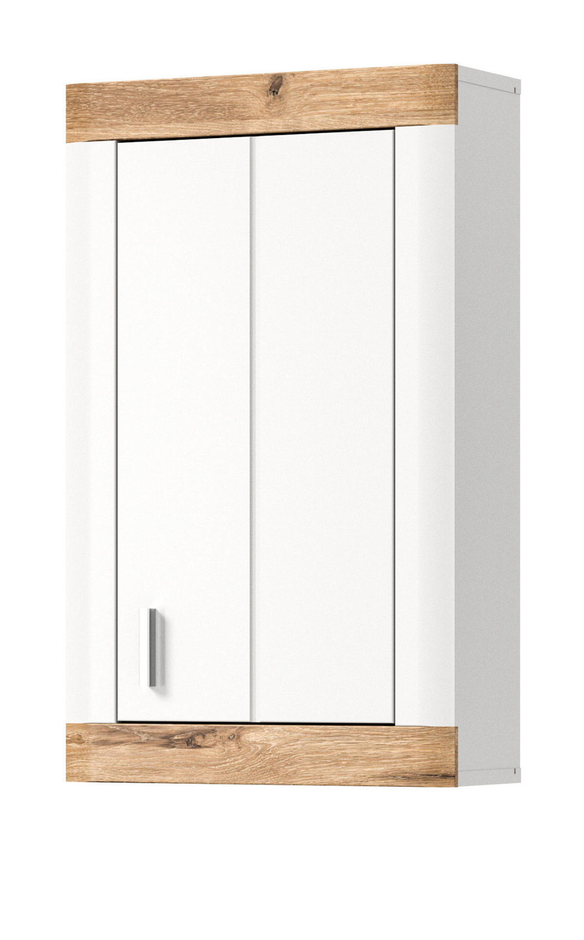 HÄNGESCHRANK weiß, Eiche 45 cm, Badschrank mit Soft-Close - Eichefarben/Silberfarben, Holzwerkstoff/Kunststoff (45/76/20cm) - Inn.Furn