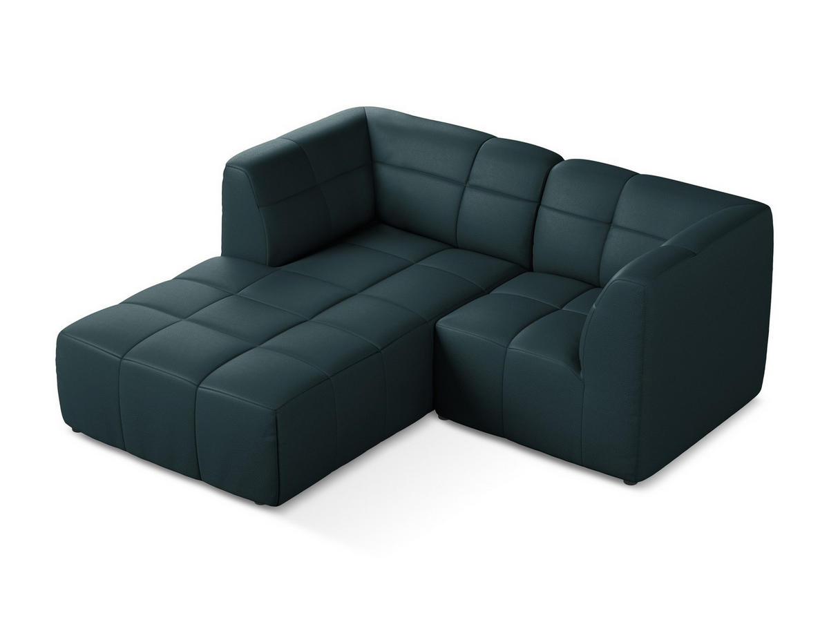 ECKSOFA Links Kunstleder Blau - Petrol/Schwarz, Holzwerkstoff/Kunststoff (191/175cm) - Makamii