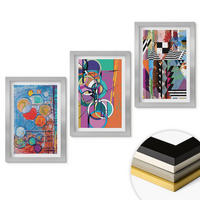WANDBILDER 3er Set - 20x30 cm Silberner Rahmen - Bunte abstrakte Kreise Geometrie - Silberfarben, Kunststoff (20/30cm) - ArtPrintCave