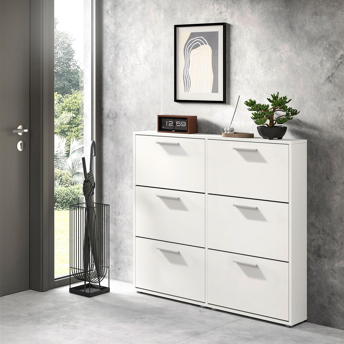 SCHUHKIPPER 116 cm - Weiß - Silberfarben/Weiß, Holzwerkstoff/Kunststoff (116/103/17cm) - home24