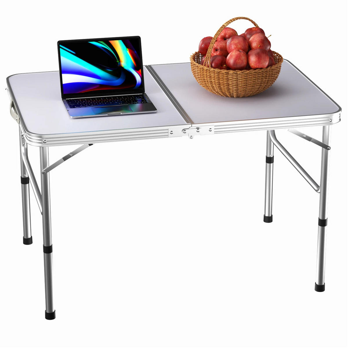 KLAPPTISCH Aluminium Faltbar Höhenverstellbar 90x60 cm - Silberfarben, Metall (90/60/67cm) - Coonoor
