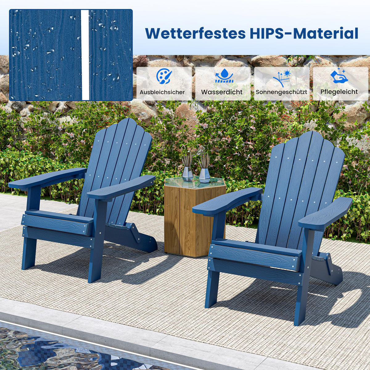 KLAPPSTUHL Marineblau - Dunkelblau, Metall (78/81/92cm) - COSTWAY