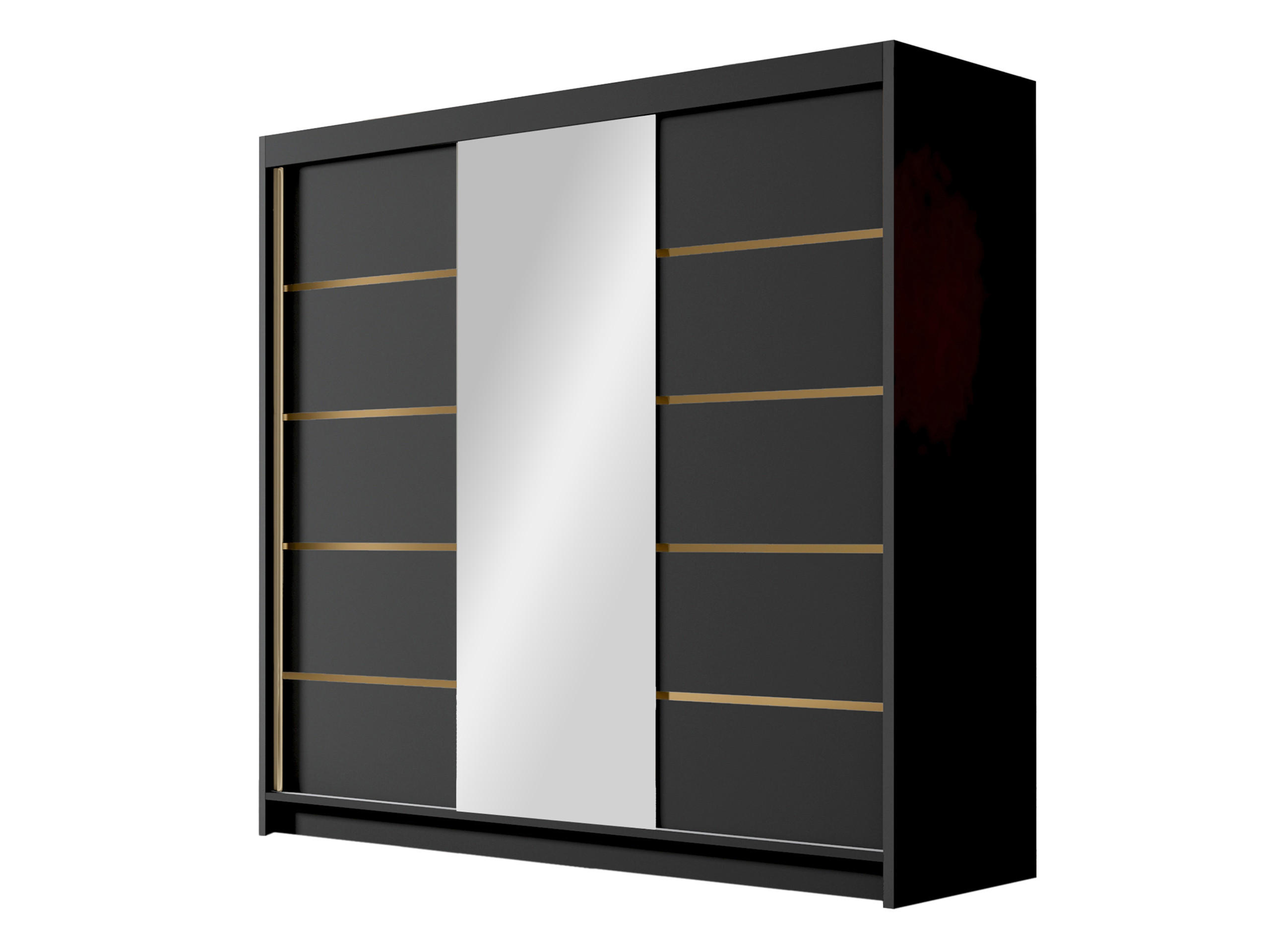 SCHIEBETÜRENSCHRANK Evo VI - Goldfarben/Schwarz, Holzwerkstoff/Metall (200/215/58cm) - MIRJAN24