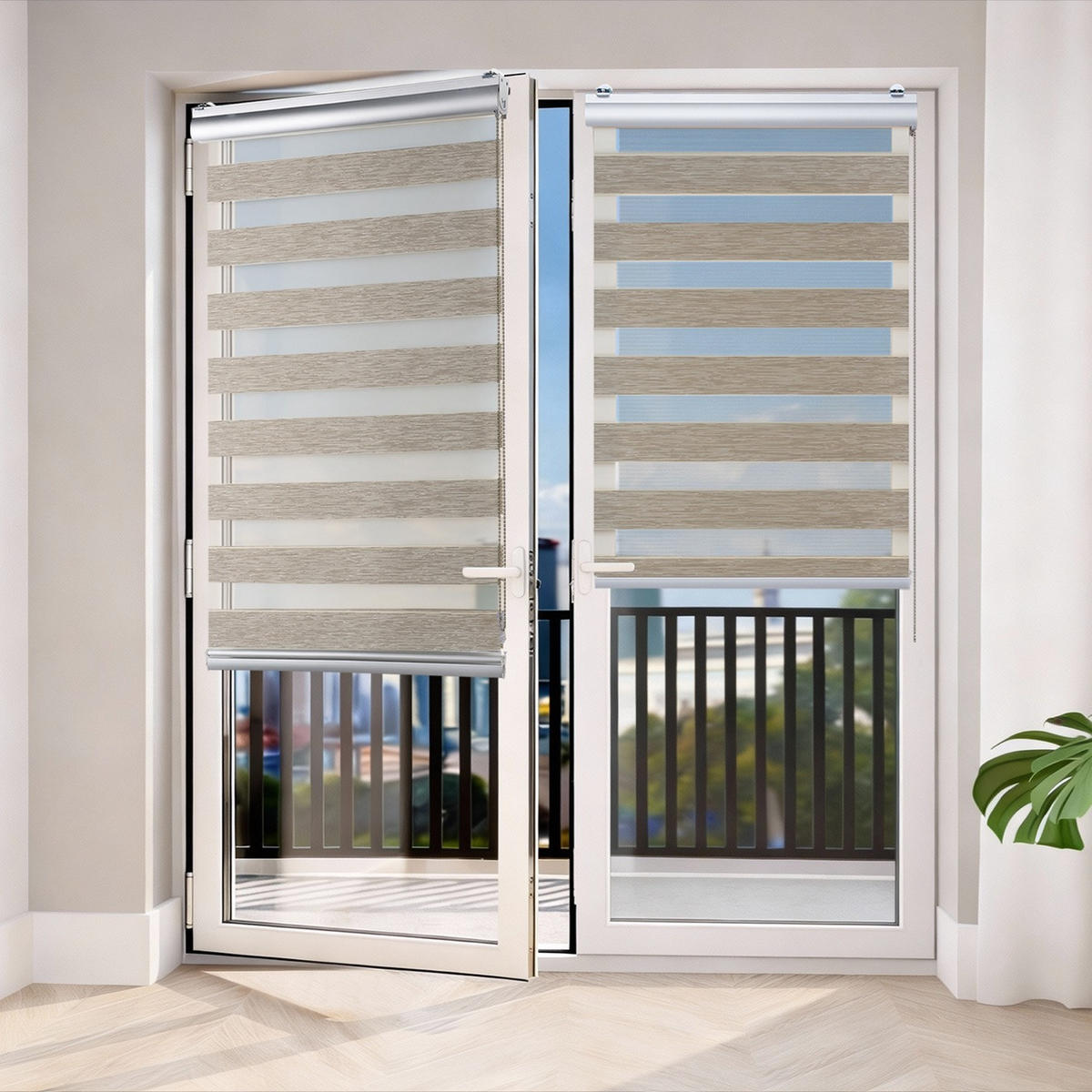 DOPPELROLLO Plus Easyfix Texture Beige 80x250 - Beige, Kunststoff (80/250/1cm) - STORESDECO