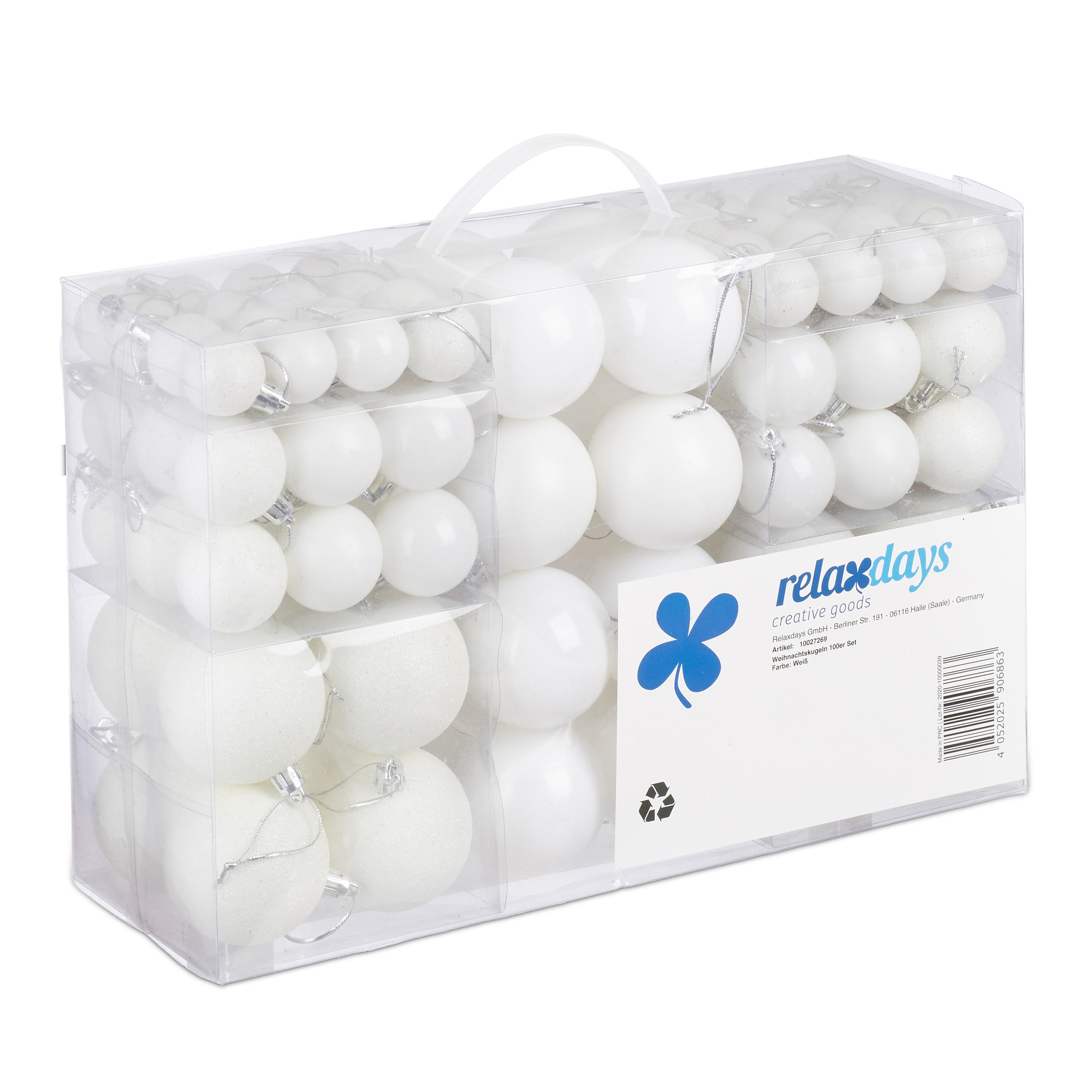 Relaxdays KOULE Bílé 100-ks sada plast