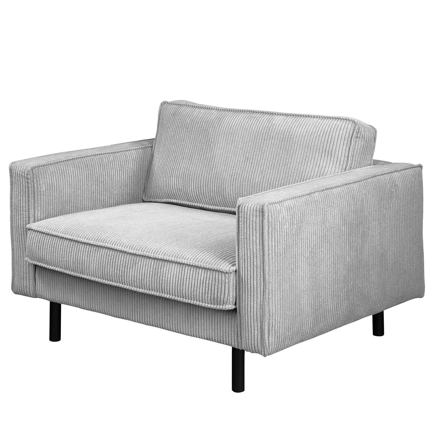 XL SESSEL - Hellgrau/Schwarz, Textil/Metall (117/81/96cm) - home24