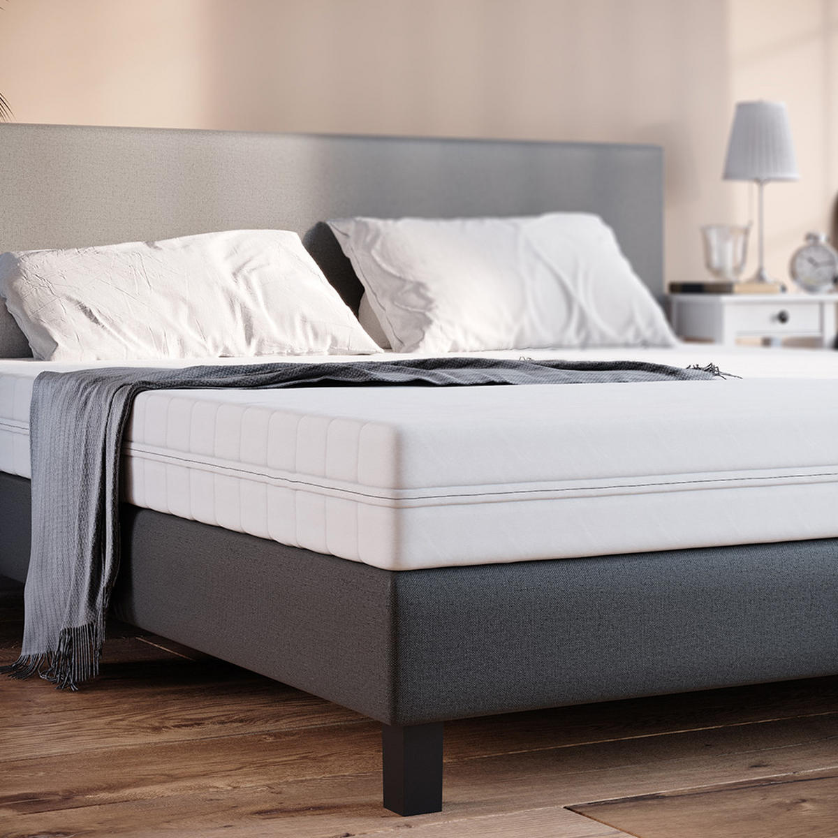 KALTSCHAUMMATRATZE Weiß 180 x 200 cm H3 Härtegrad, 7Zonen - Weiß, Textil - VitaliSpa