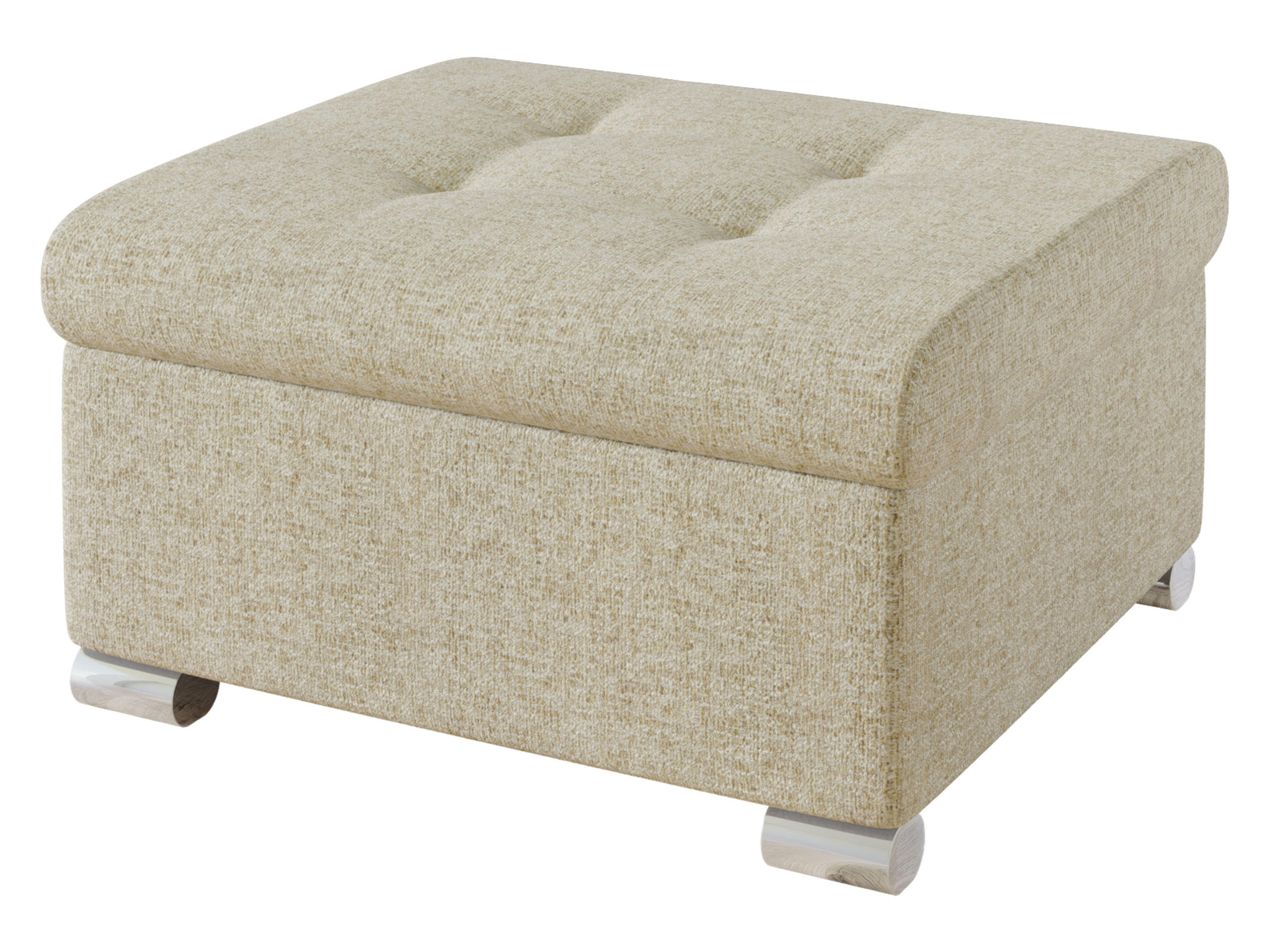 POLSTERHOCKER Niko Klein - Beige/Silberfarben, Holz/Textil (70/41/68cm) - MIRJAN24