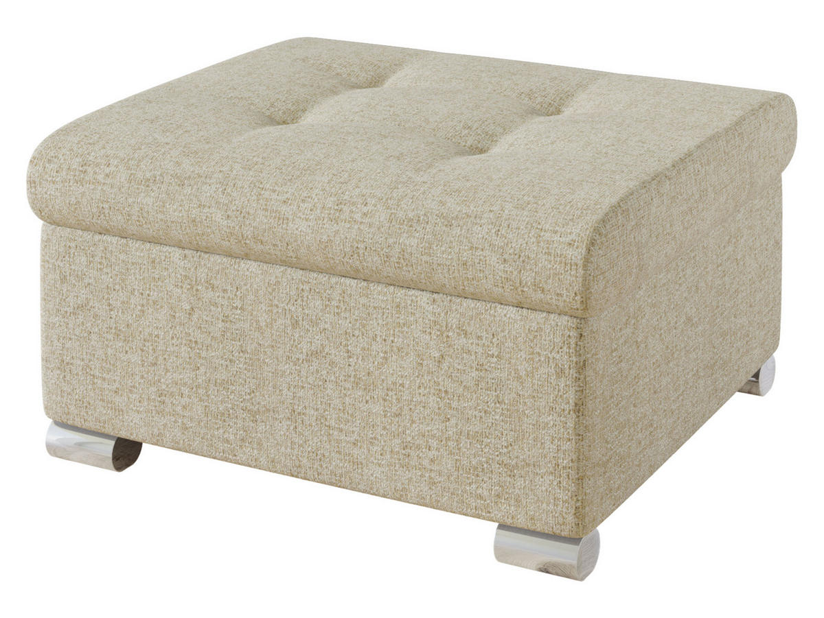 POLSTERHOCKER Niko Klein - Beige/Silberfarben, Holz/Textil (70/41/68cm) - MIRJAN24