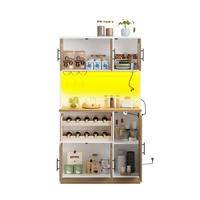 BUFFETSCHRANK 40/100/180 cm aus MDF mit LED-Beleuchtung, Steckdosenleiste und Weinregal, Weiß/Natur - Weiß, Holzwerkstoff (100/180/40cm) - Redom