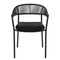 STAPELSTUHL - 2er-Set - Stahl / Polyrattan - Schwarz - Schwarz, Naturmaterialen/Textil (55/76/58cm) - home24
