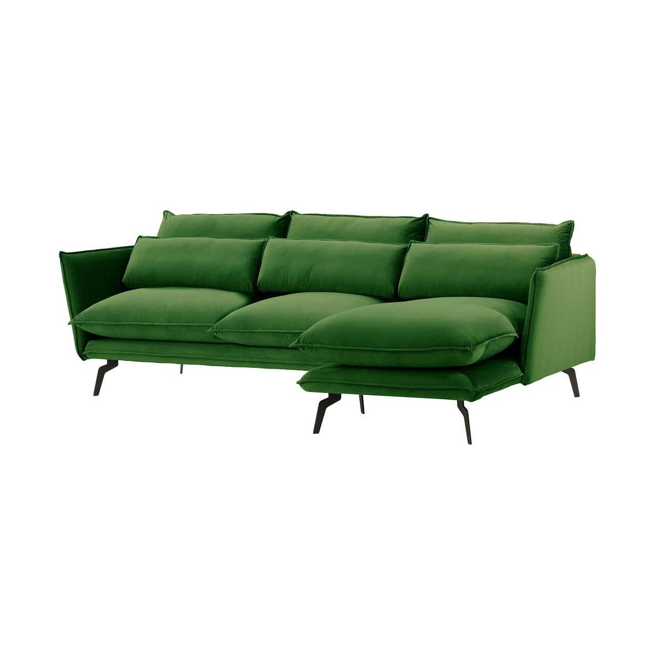 ECKSOFA Layla Rechts-Velluto 10 - Grün, Holz/Textil (278/160cm)