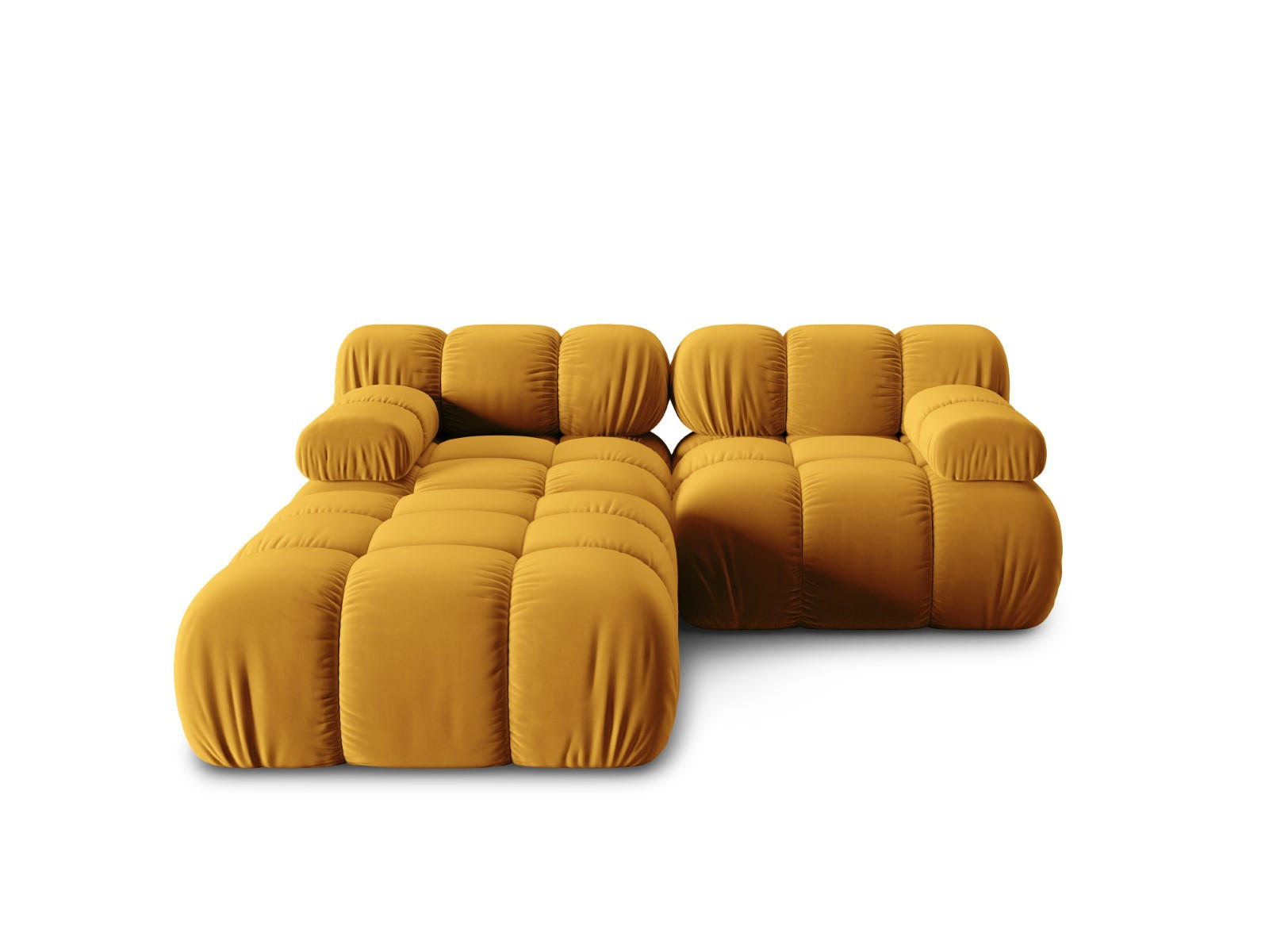 MODULARES-SOFA Bellis aus Samt gelb 3 Sitzplätze - Gelb, Textil (188/63/188cm) - Micadoni