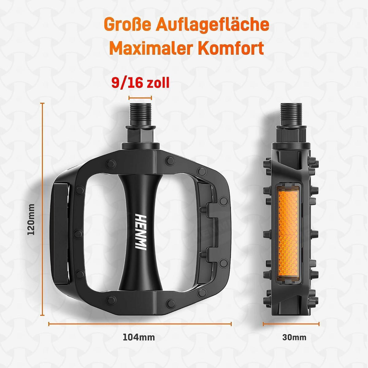 FAHRRADPEDALE Aluminium Rutschfest StVZO-geprüft - Schwarz, Metall (3/1.5/10.4cm)