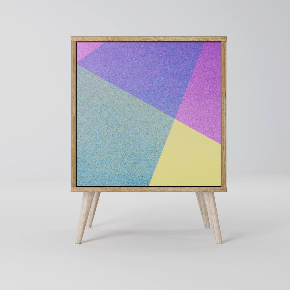 SIDEBOARD BRIGHT GEOMETRY, Grau, 57,5x42x72,5 cm, Schwarze Metallfüße - Multicolor/Schwarz, Holzwerkstoff/Metall (57.5/72.5/42cm) - SpaceRebels