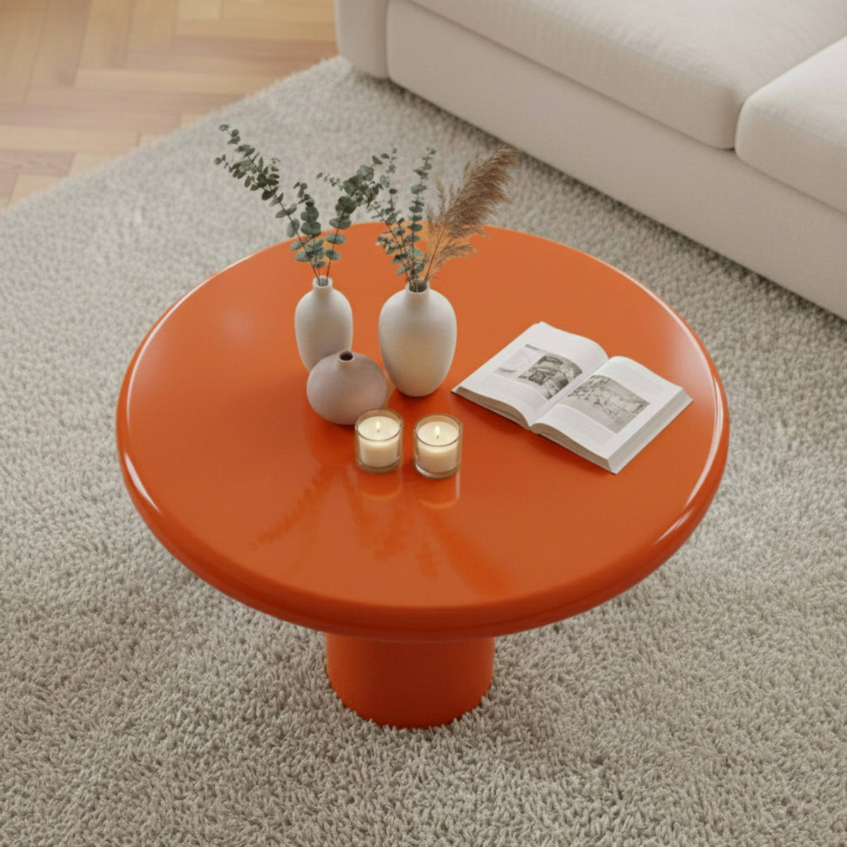 COUCHTISCH, Orange - Orange, Holzwerkstoff (70/70/35.5cm) - Oviala