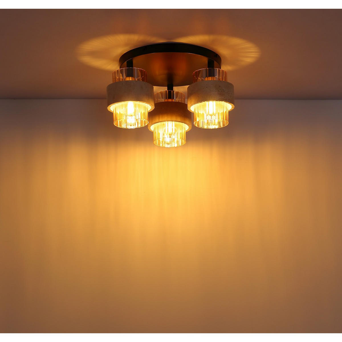 DECKENLEUCHTE DAREN, Metall, Schwarz, 3-flammig - Schwarz, Glas (37.5/37.5/20.5cm) - Globo Lighting