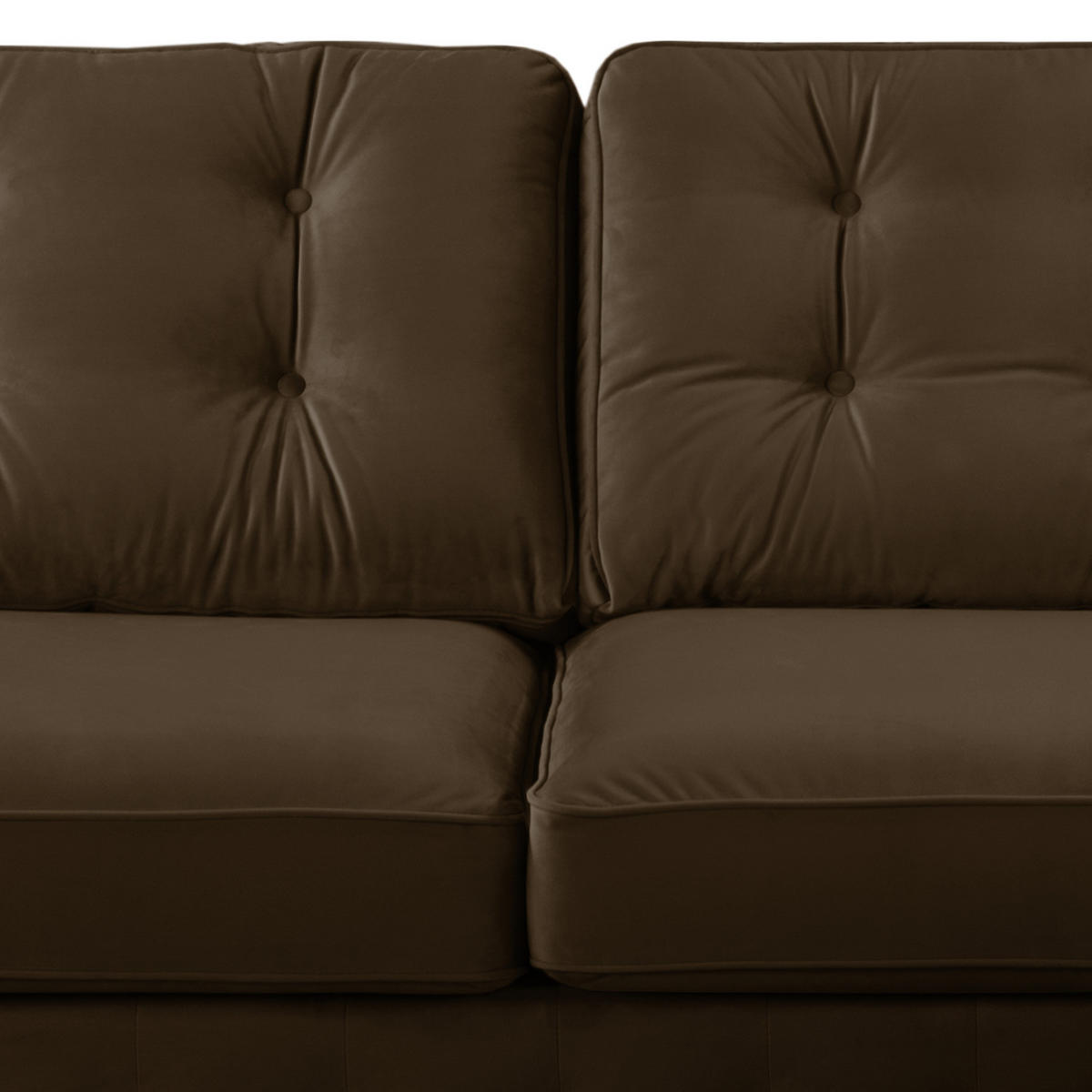 ECKSOFA mit Longchair - Samt - Braun, Textil (302/166cm) - home24