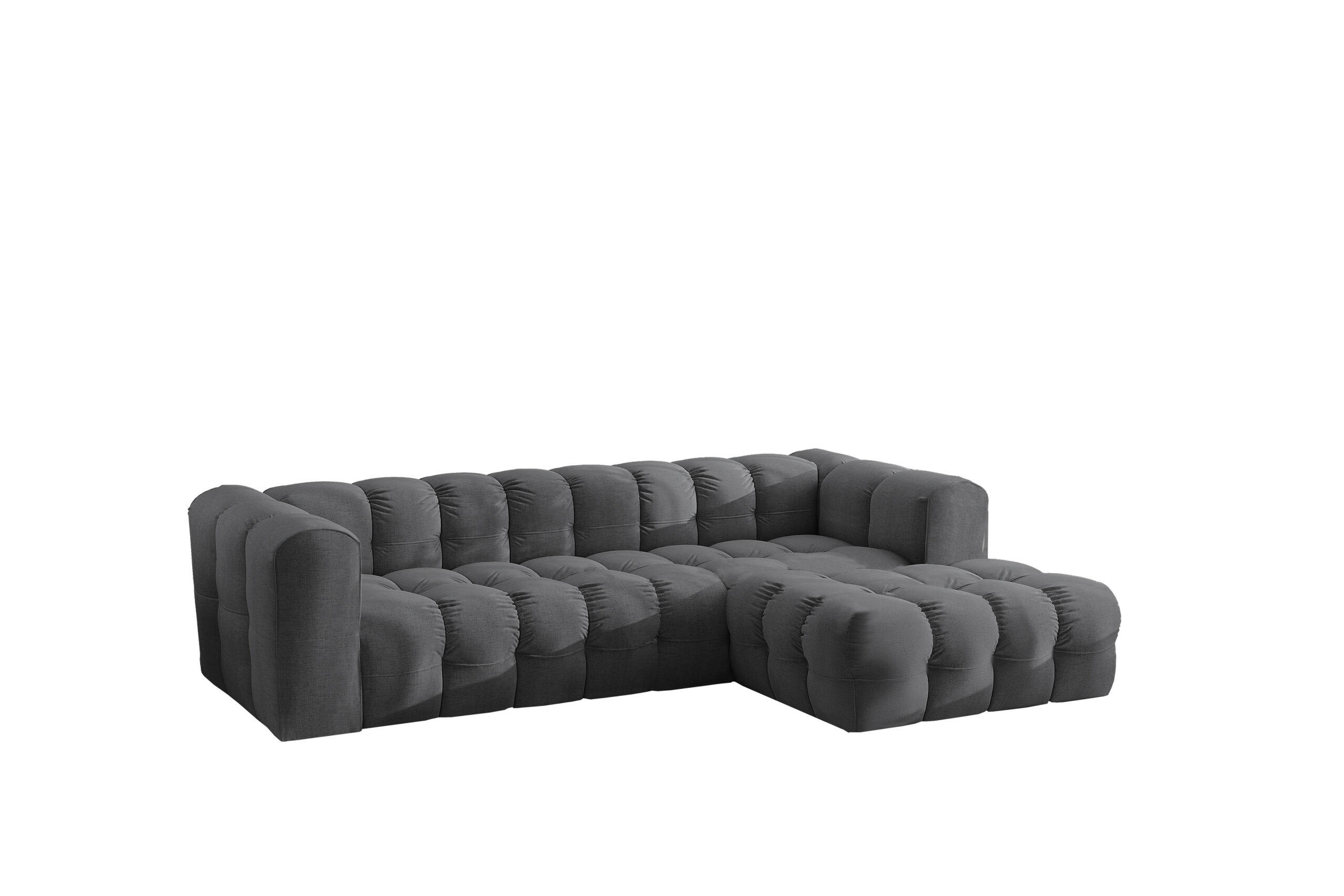ECKSOFA L-form BALOO L, Chenille-Stoff Moly, Graphit, Rechts - Graphitfarben, Holz (280/193cm) - Kaiser Möbel