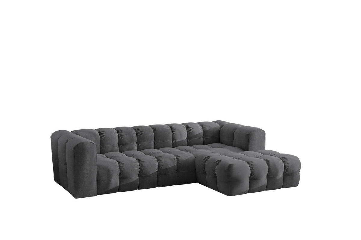 ECKSOFA L-form BALOO L, Chenille-Stoff Moly, Graphit, Rechts - Graphitfarben, Holz (280/193cm) - Kaiser Möbel