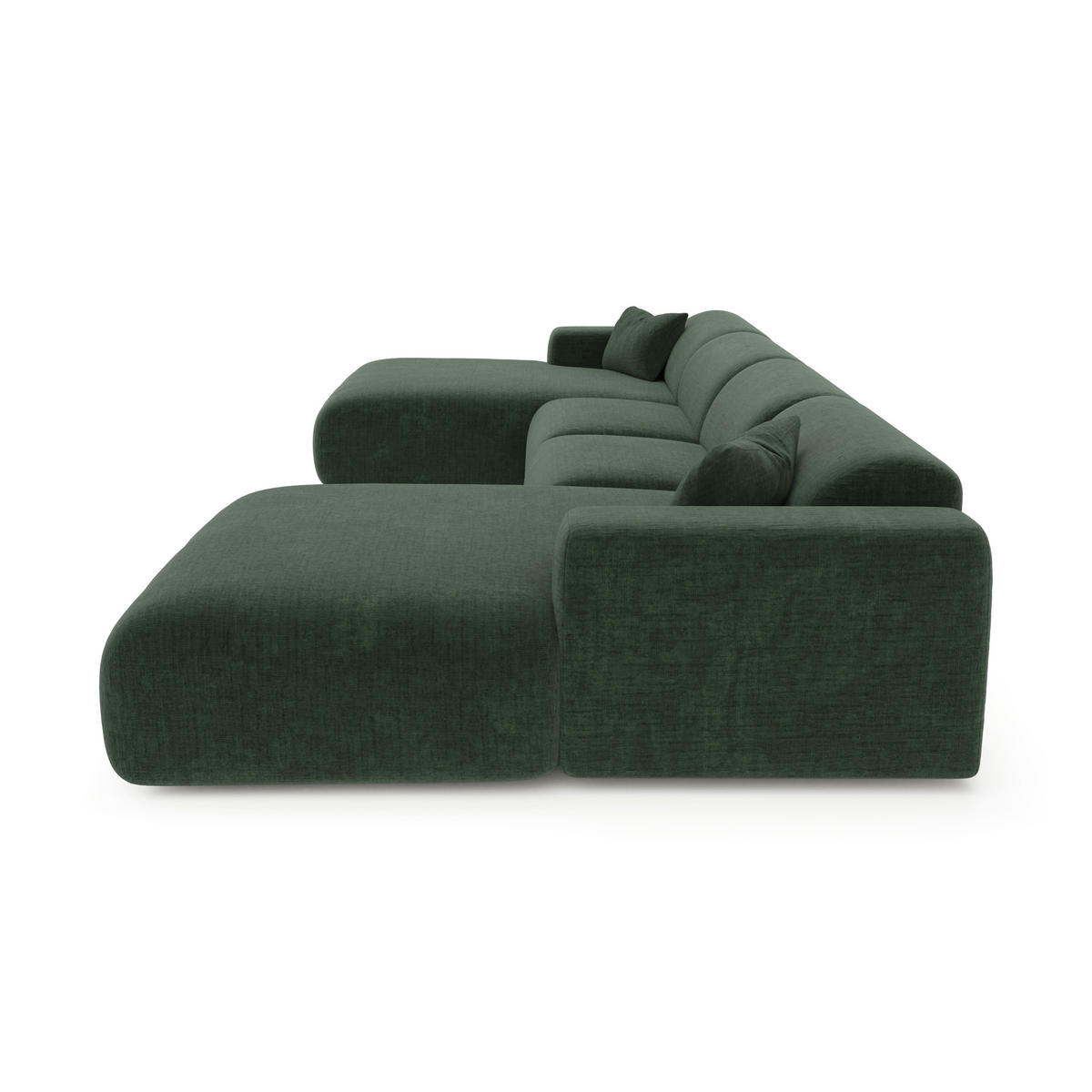 WOHNLANDSCHAFT Texturierter Samt Olivgrün 356cm - Olivgrün, Textil (356/73/166cm) - Sia Home